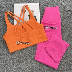 2024 2 Piece Yoga Set Leggings And Tops Fitness Sports Suits Gym Clothing Yoga Bra Seamless Leggings Running Women Tops Pant
