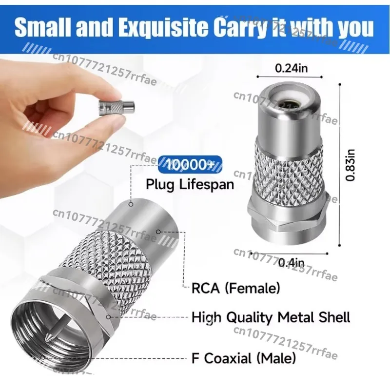 F-Type to RCA Connector RCA Female to F Plug Coaxial Male RF Video TV Adapter Coupler Zinc Alloy Converter