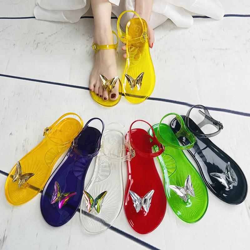 Jelly Sandals with Butterfly Slippers Fashionable PVC Beach Sandals Summer Fashion New 2025 image 2