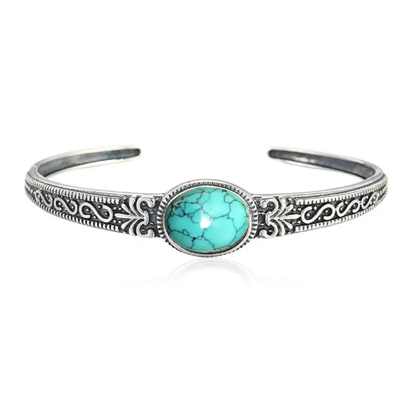 Personality Vintage Feather Silver Color Open Cuff Bracelet for Men Adjustable Bangle Jewelry Wrist Gift with wooden box - view 4