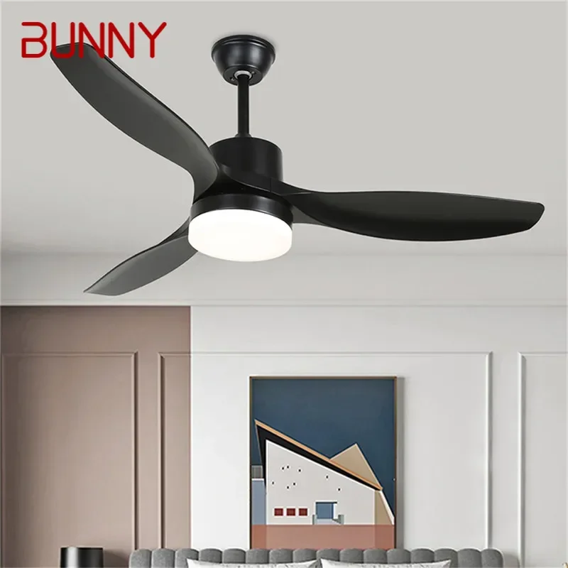 BUNNY Modern Fan Light Luxury Living Room Restaurant Bedroom Study LED Ceiling Fan Light Remote Electric Fan Light