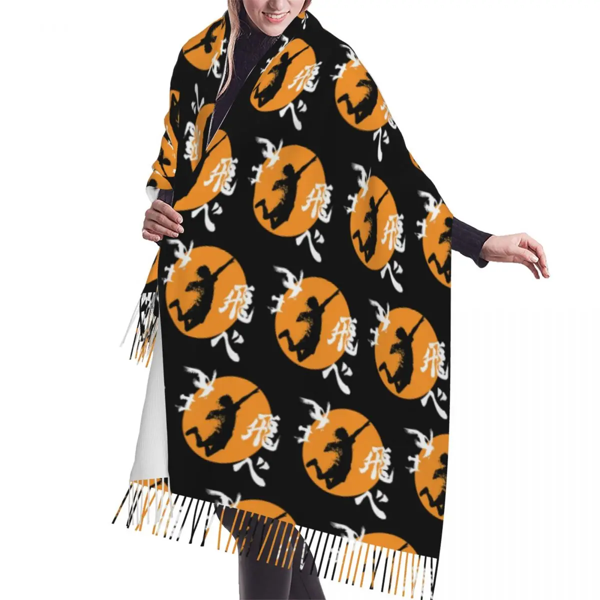 

Haikyuu Karasuno Fly High Манга Аниме Шарф Шарфы с кисточками для женщин Мягкие теплые шали и накидки Большая осенне-зимняя шаль