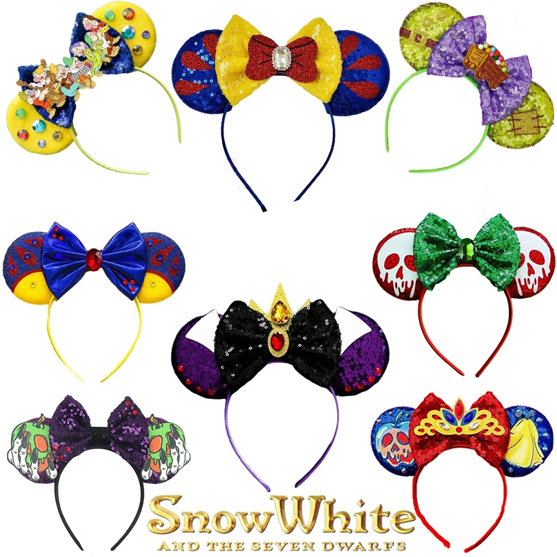 Disney Snow White Headband Mickey Mouse Ears Headbands for Girls Kids Disneyland Hairband Adults Women Festival Hair Accessories