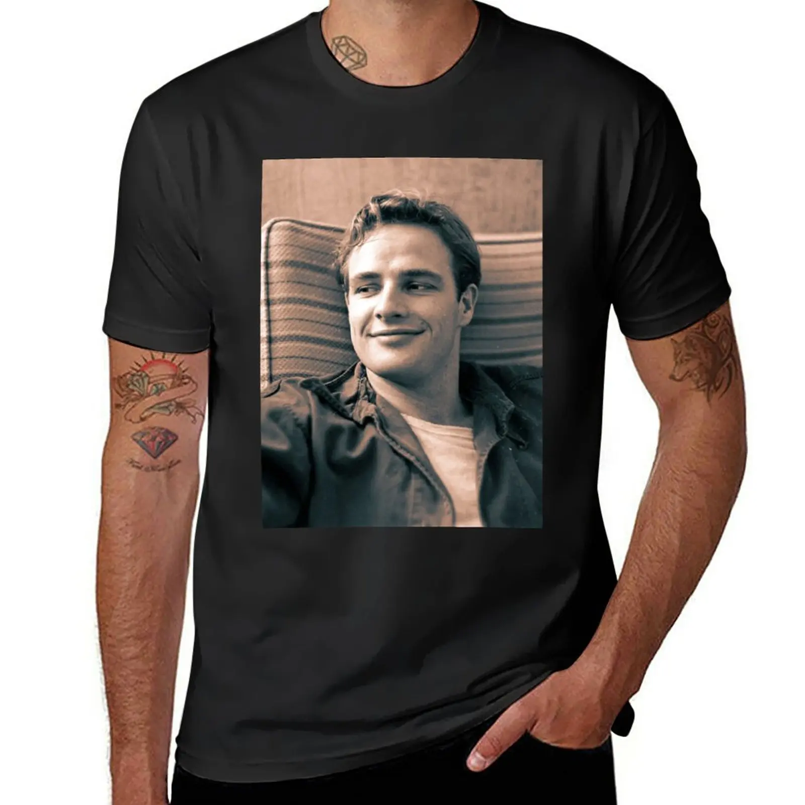 

New Marlon Brando - Vintage - D30 T-Shirt cute tops heavyweight t shirts Men's t-shirts