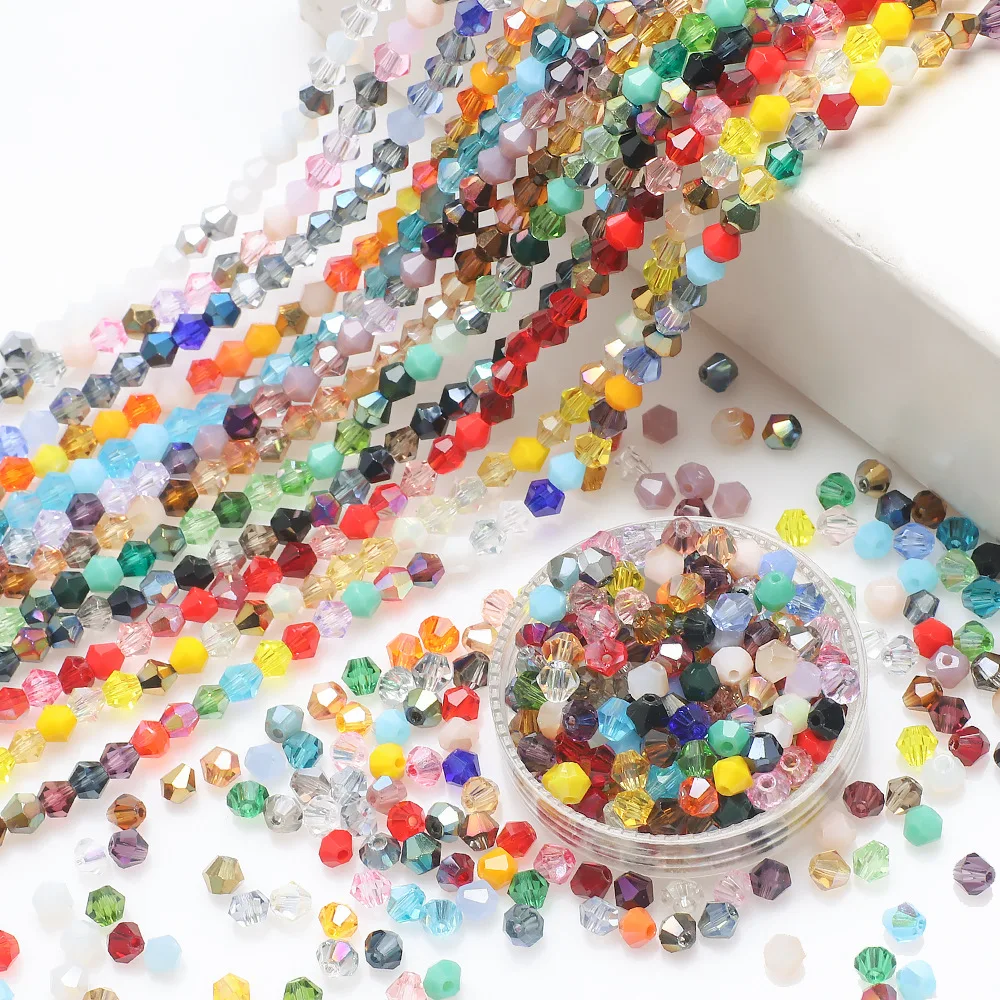 10 Threads 4mm AB Colors Bicone Loose Spacer Beads 840pcs Glass Crystal Faceted Rondelle Bead for Jewelry Making