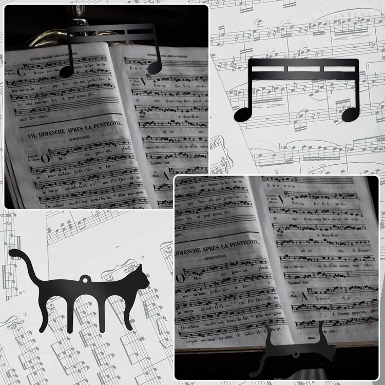 Metal Music Book Clips Sheet Music Holder Chips for Sheet Stands Cute Cat Shaped Metal Music Bookmark for Piano Book Keyboard