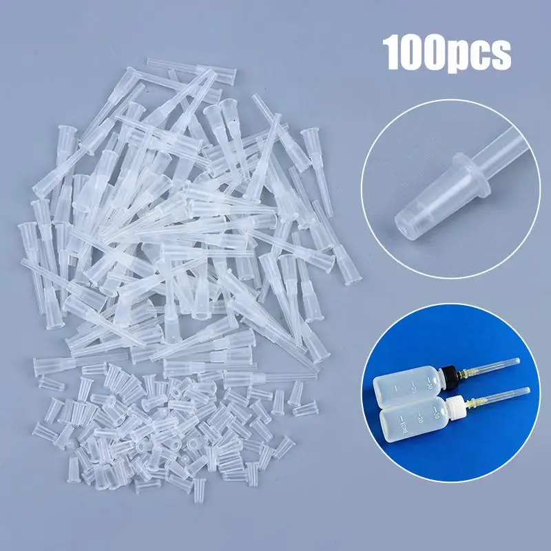 Hot Sale 100pcs Disposable Plastic Long Extension Tip For Syringe One Piece Split Type No Needle Nozzle For Glue Dispensing