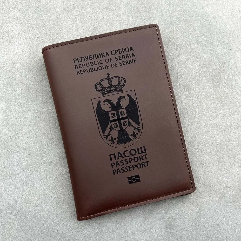 100% Leather Republic of Serbia Passport Cover Personalised Names Genuine Leather Republika Srbija Passport Holder Passport Case