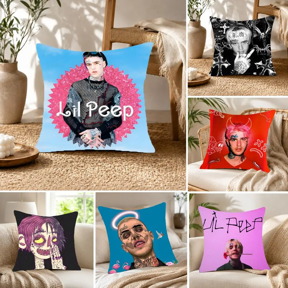 Melancholic Singer L-Lil Peep Cushion Cover Fluffy velvet Nordic style plush Living room sofa decorative