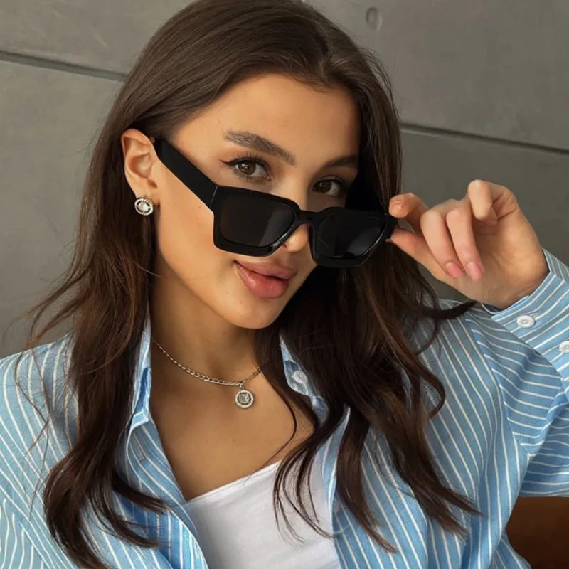 

Motorcycle 2pcs Fashion Square Sunglasses Woman Large Frame Design Sun Glasses Female Candy Colors Frame Glasses UV400 Oculos