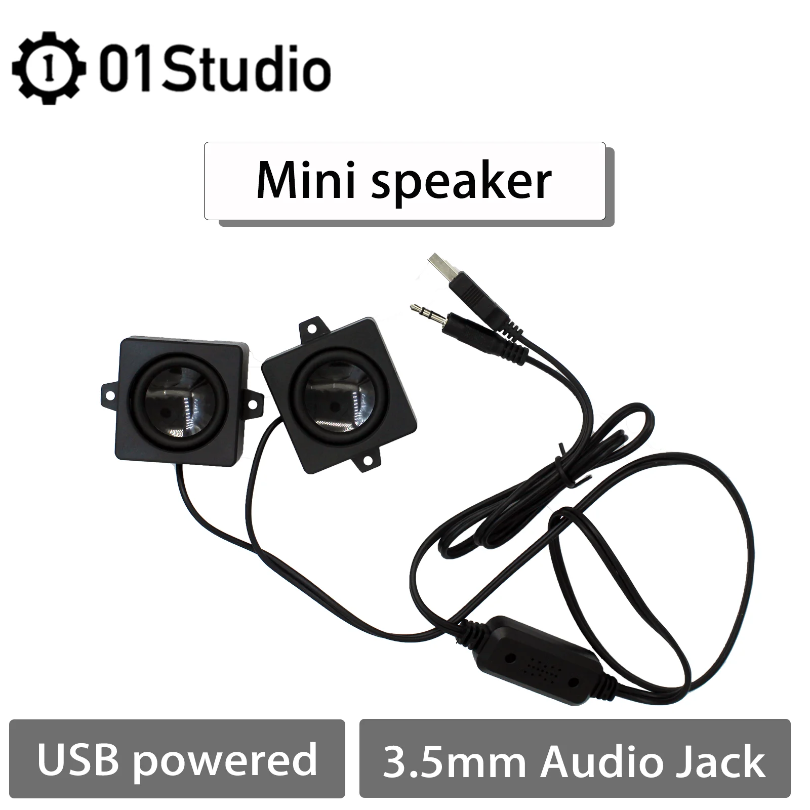 

01Studio Мини-динамик USB CanMV K230, питание от USB, аудиоразъем 3,5 мм, двухканальная стереосистема