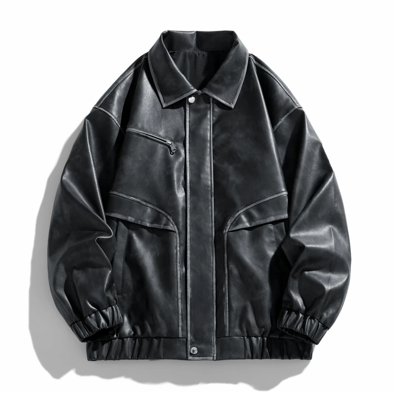 

2026 Maxbarley Men's Autumn Winter New Vintage Leather Jacket American Style Workwear Trendy Coat Casual Biker Fashion Outerwear
