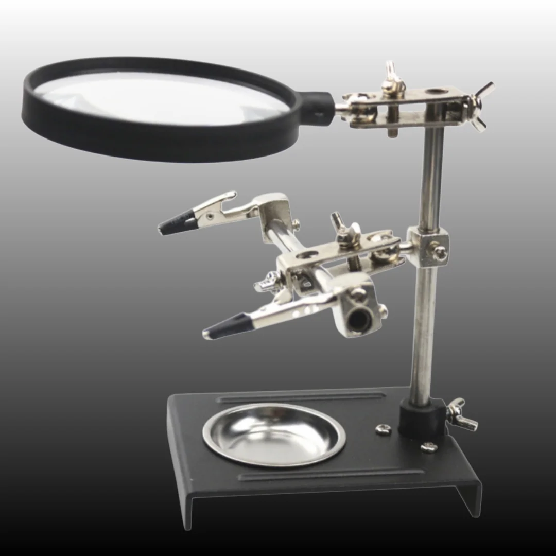 6X Magnifier Metal Frame Bracket Professional Repair PCB Watch Phone Chip Big Lens Welded Auxiliary Clip Desk Magnifying Glass