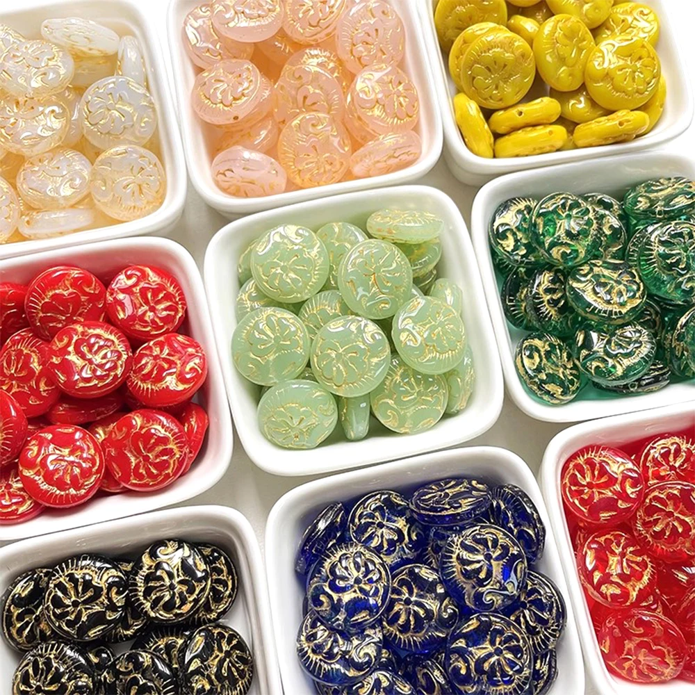 

6 шт., винтажные резные стеклянные бусины с пионом, сделай сам, модные ювелирные изделия, ожерелье, браслет, аксессуары для одежды, материалы