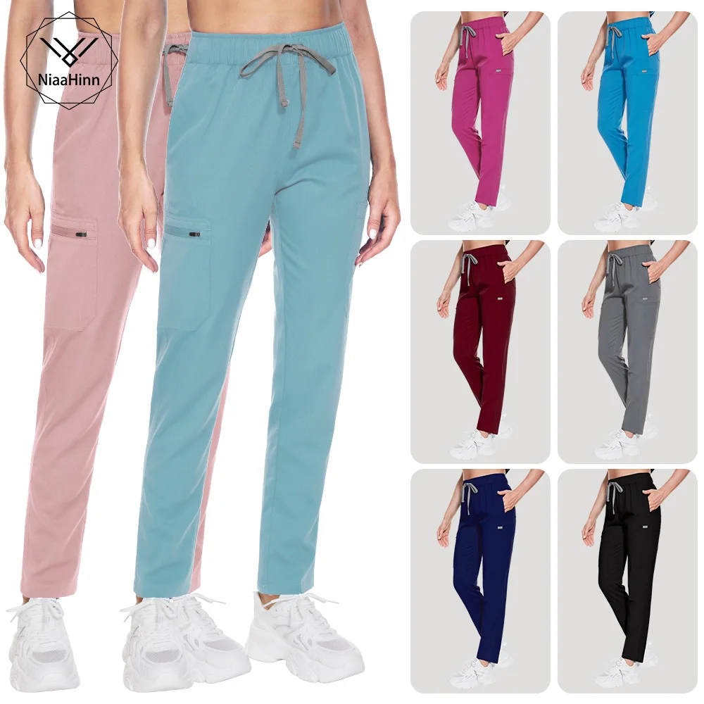 

Medical Accessories High Quality Scrubs Pants Beauty Salon Nursing Elastic Waist Pants Unisex Breathable Surgery Bottoms Unisex
