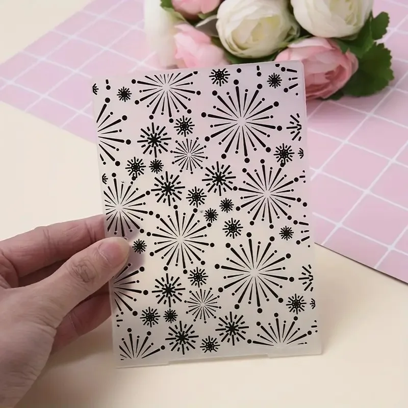 1 szt. Folder do wytłaczania wzór fajerwerków plastikowy folder do wytłaczania szablon maszyny do tworzenia kartek papier do scrapbookingu Album Craft DIY — zdjęcie 3