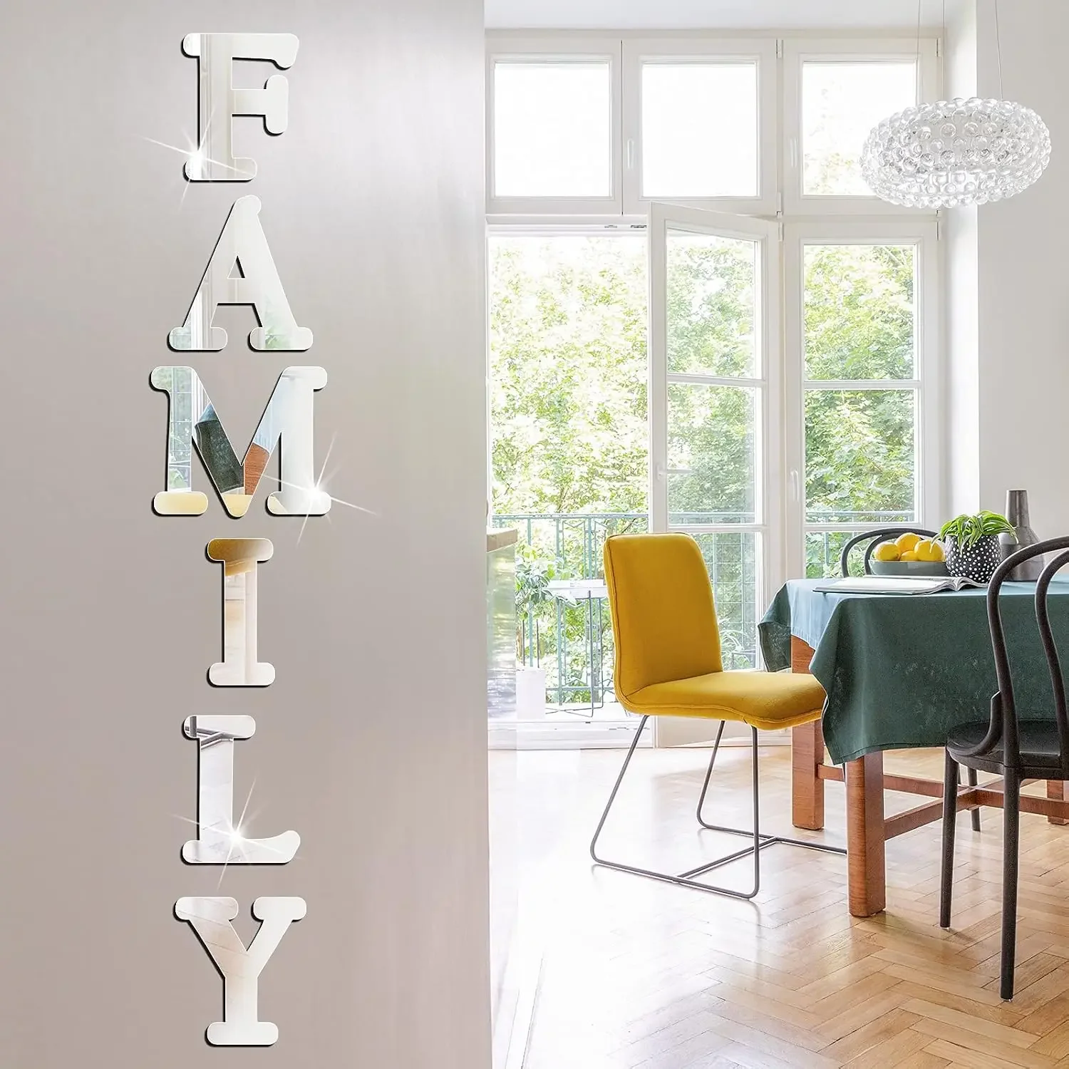 Self Adhesive Acrylic Mirror Wall Sticker Alphabet Butterfly Decor Decals for Home Bedroom Living Room