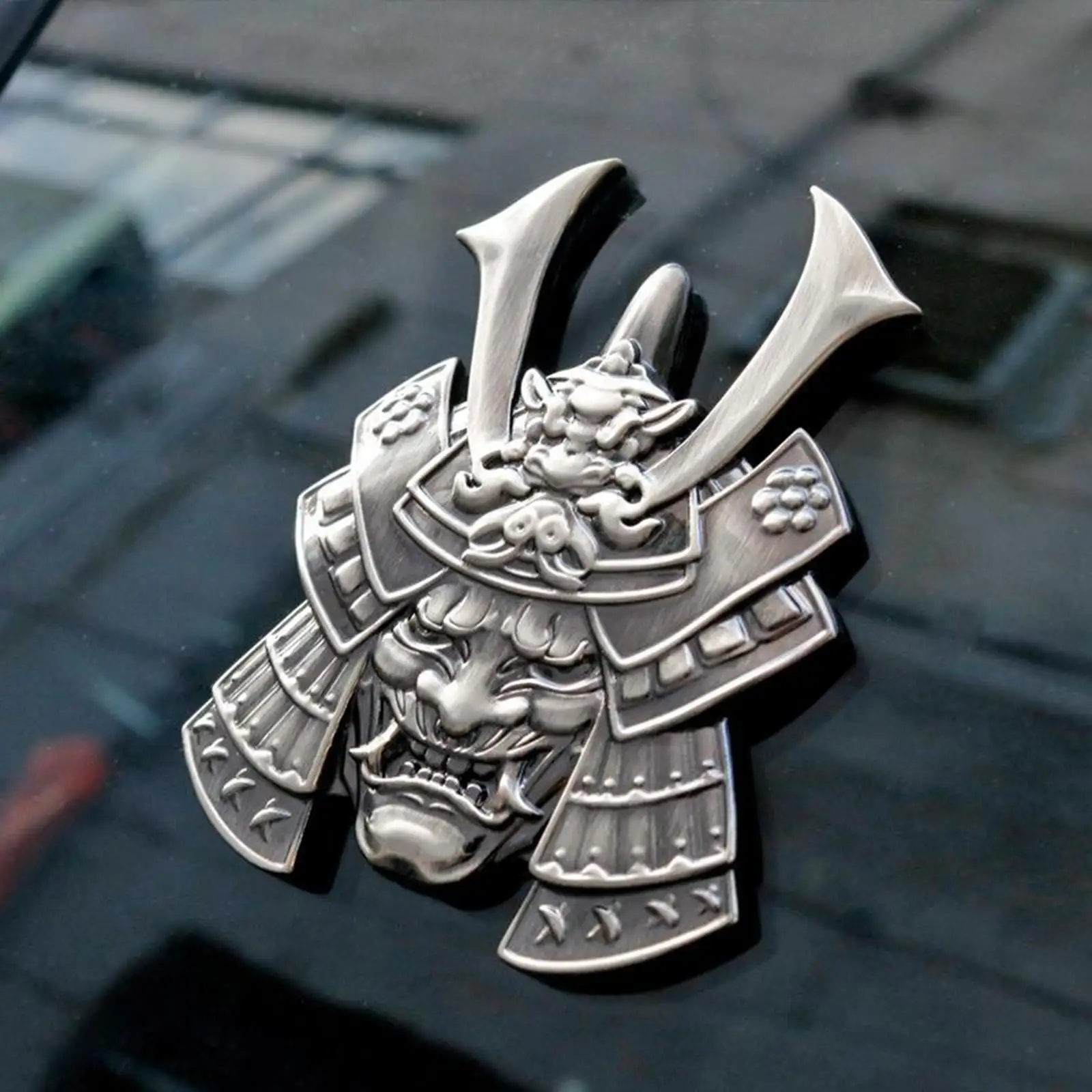 3-5pack 3D Samurai Mask SUV Car Sticker Trunk Tumblers Badge Decal Silver