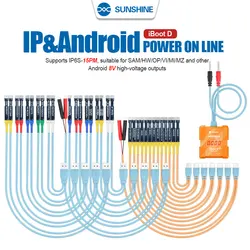 SUNSHINE iBoot D IP&Android Power on Cable Supports IP6S-15PM, Suitable for SAM/HW/OP/VI/MI/MZ and other Android 8V High-voltage