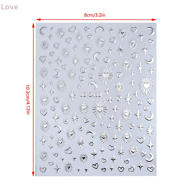 [L&P] ثلاثية الأبعاد الشمس/القمر/النجمة الساخن ختم مسمار الفن ملصق مسمار صائق الذهب والفضة ذاتية اللصق المنزلق