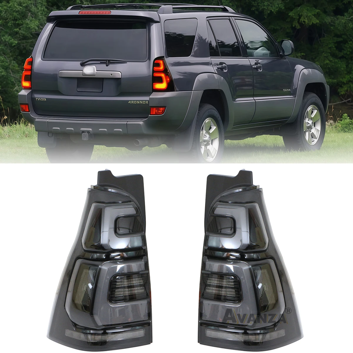 Sequential Turn Signal Animation SequentialIndicator Rear Lamps Assemb LED Tailights Grey For Toyota 4Runner 2002-2009
