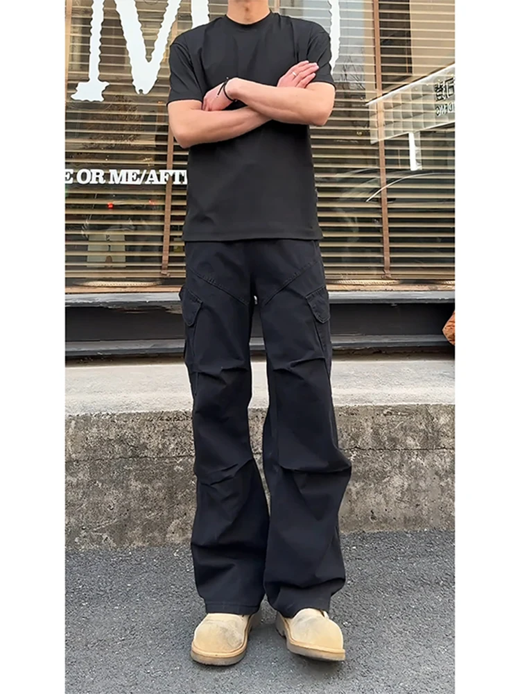 

Мужские повседневные прямые рабочие брюки Bla в американском ретро-стиле из денима с множеством карманов, весенне-осенние, для сезонного использования