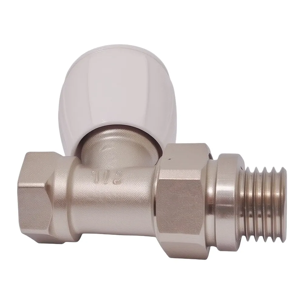 DN15 Manual Radiator Valve Brass Nickel Plated White Knob Precise Temperature Control For Central Heating System Panel Radiators