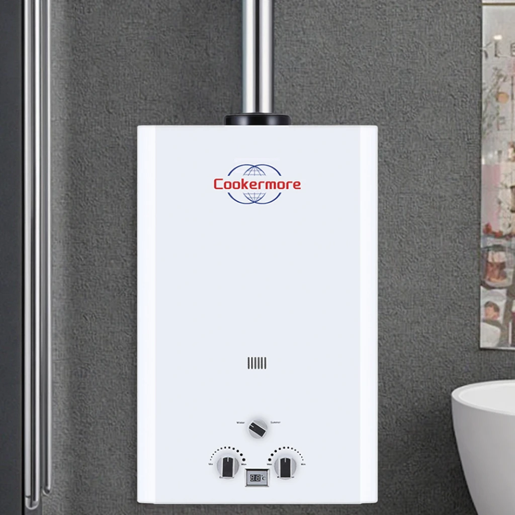 Portable 10L Outdoor Gas Water Heater Electric Household Instant Start Flue Low Water Pressure For RV & Car