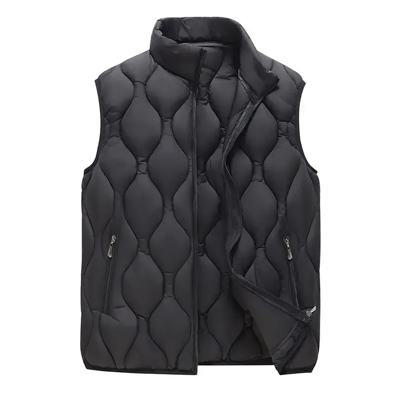 

Heavy Duty Winter Vest for Men Thickened Down Cotton Blended Standing Collar Outerwear