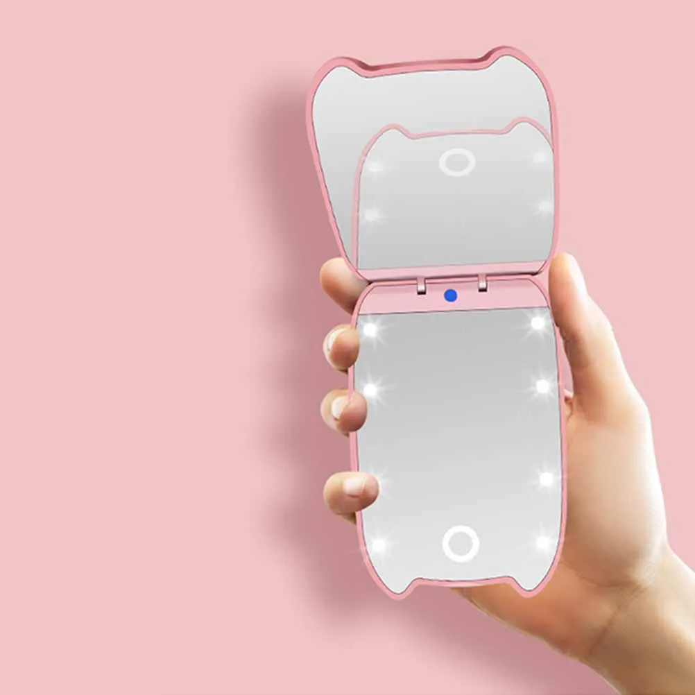 

Folding Mirror Portable LED Touch Sensor Compact Pocket Makeup Mirror 2x Magnifying Design