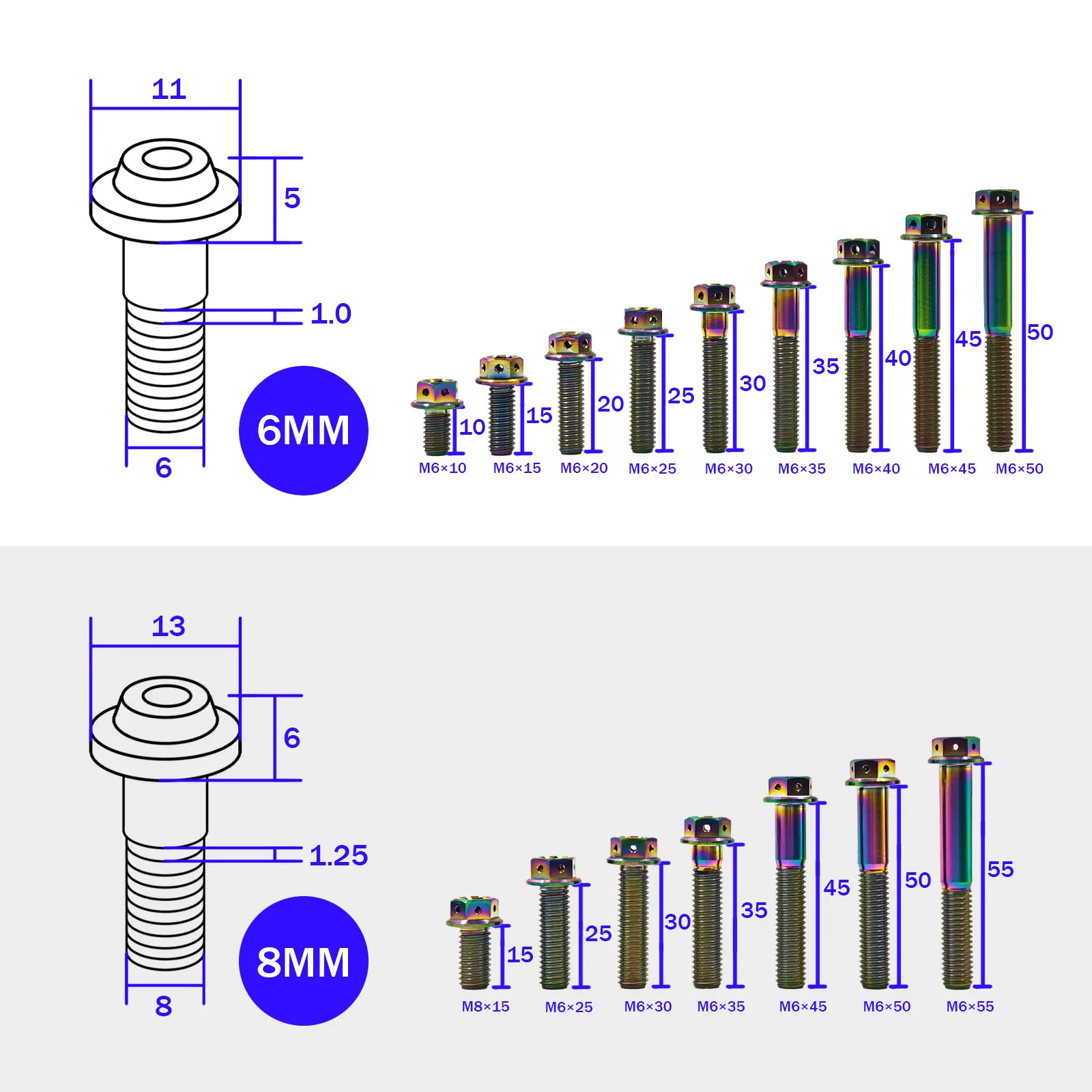 TC4 Titanium Bolt M6 M8 Flange Hex Screws for Bike Bike Motorcycle Truck DIY Hardware Upgrade Fasteners
