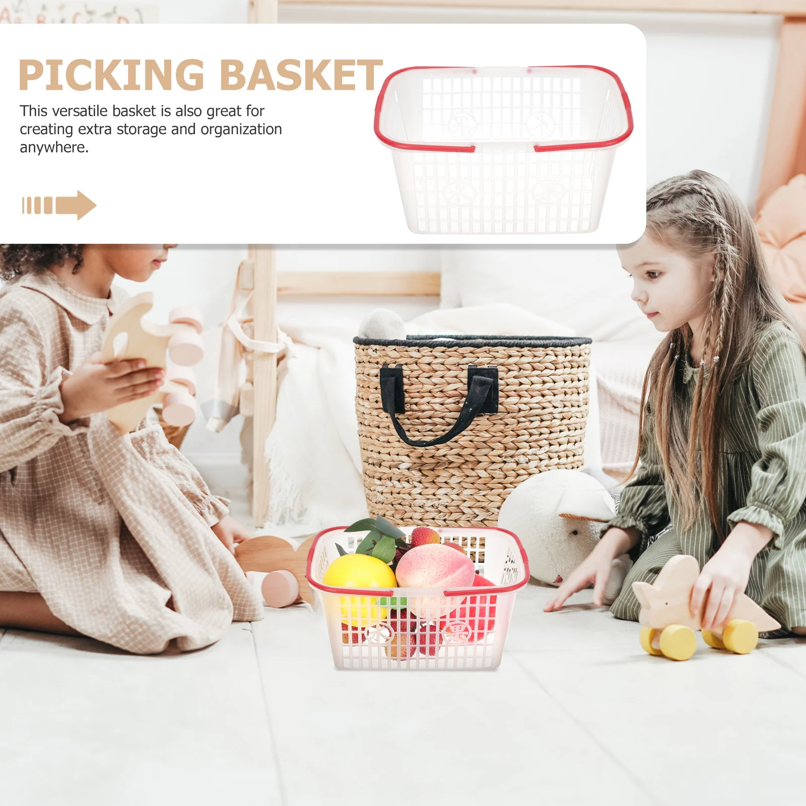 

5Pcs Plastic Fruit Baskets Handheld Picking Basket Portable Vegetable Storage Organizer for Outdoor Picnic Fruit Store