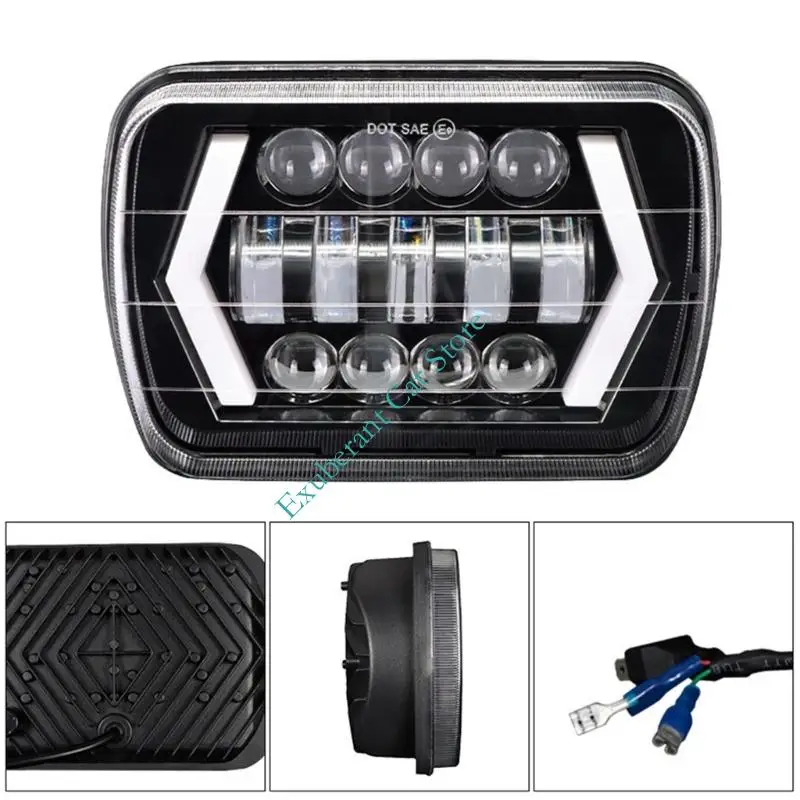 5x7 Inch LED Headlight LED Vehicle Work Light with 12 V Input, 45 W Power Specification, Yellow & White Lighting, 13 Emitters,