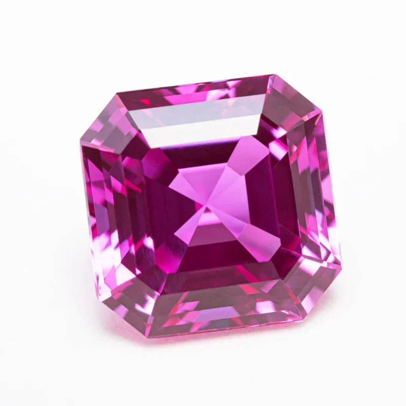 New Lab Grown Sapphire Square Asscher Cut Hot Pink Color VVS1 DIY for Jewelry Making Materials Selectable AGL Certificate