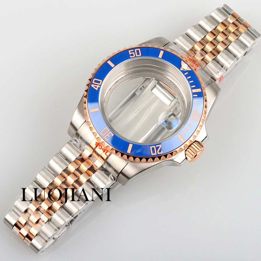 Rose Gold Silver NH35 Case Jubilee Bracelet Sapphire Glass Waterproof for NH34 NH35 NH36 movement 28.5mm dial SUB Watch Case