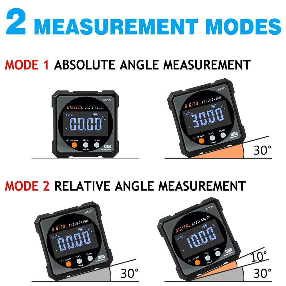 Laser Digital Protractor Inclinometer Protractor Laser USB Inclinometer Level Angle Finder Goniometer Magnet Tilt Measuring Tool