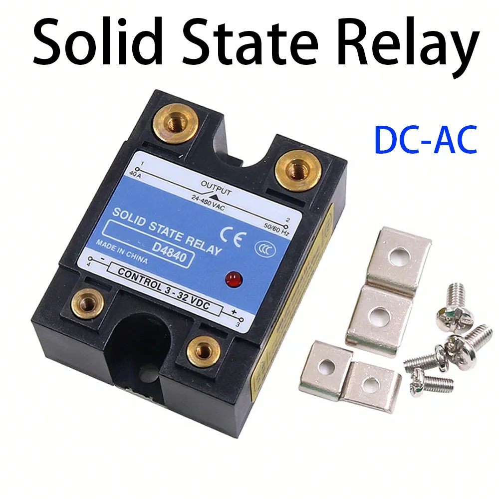 SSR D4810/D4820/D4825~D48150 Single Phase DC Control AC Heat Sink 3-32VDC To 220VDC 600V 10A/20A/25A~150A DD Solid State Relay