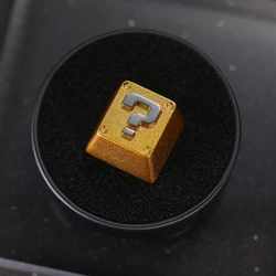 Keystone Artisan Keycap for Mechanical Keyboard Question Mark Anime Theme Yellow Color Zinc Aluminum Alloy Metal Customize