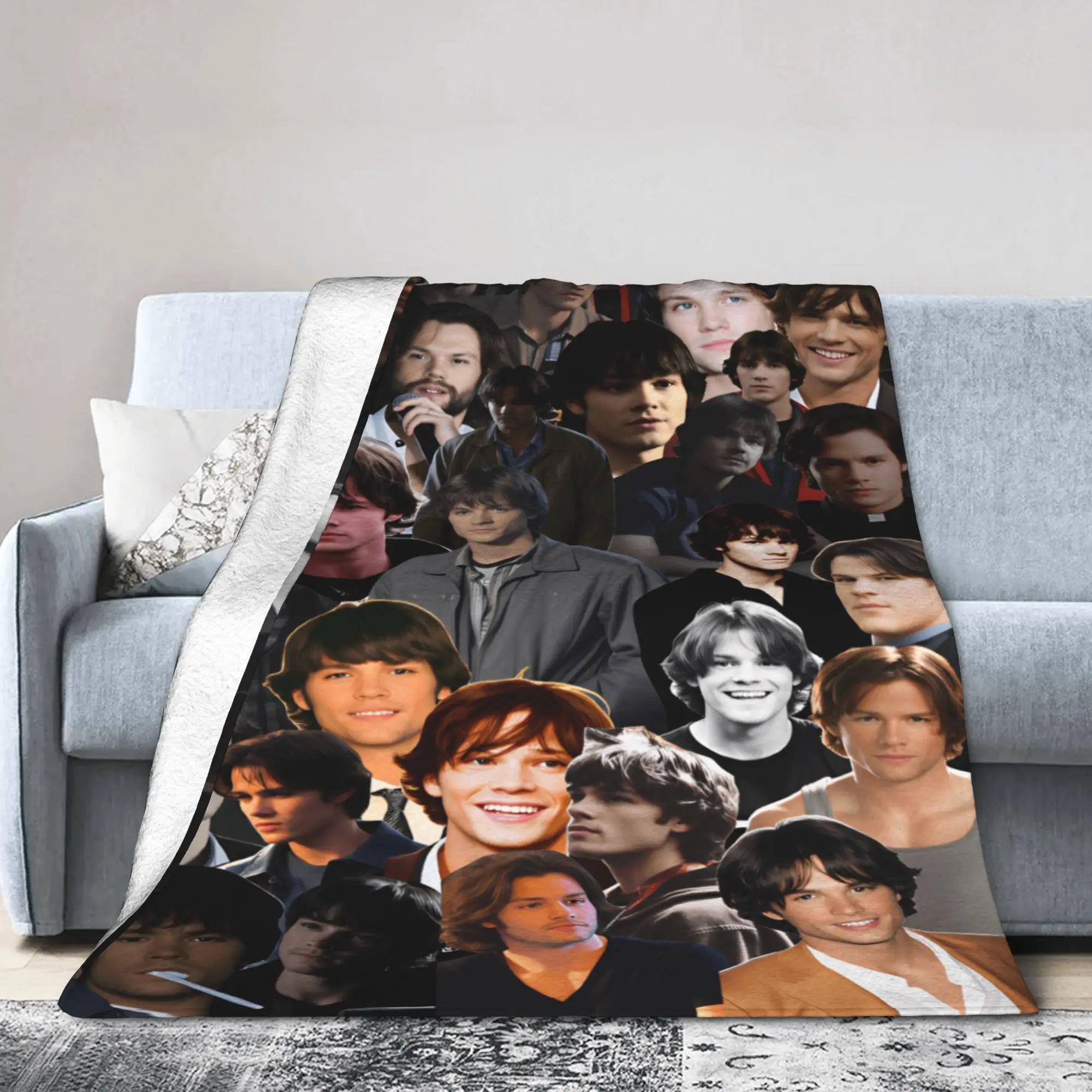 Warm Soft Blanket Camping Sam Winchester Supernatural Throw Blanket  Flannel Bedspread For Couch Chair Pattern Sofa Bed Cover