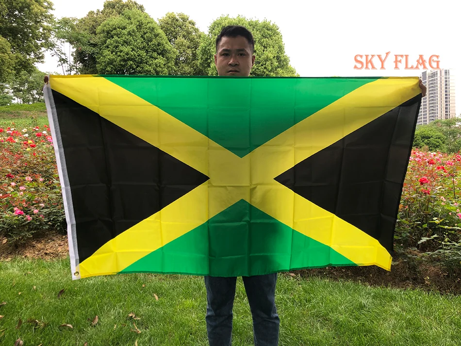 SKY FLAG-Bandera Nacional de Jamaica, colgante de poliester jm, decoración del hogar, 90x150cm