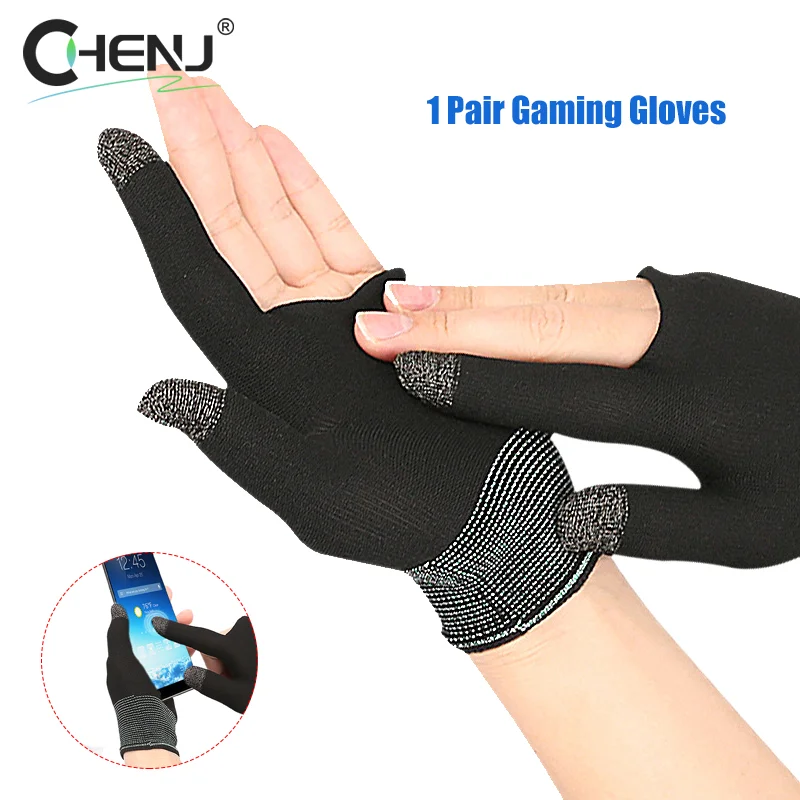 1 Pair Mobile Game Controller Seamless Thumb Fingertip Cover Sweat-proof Two-finger Touch-screen Mobile Game Gloves