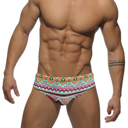 Trend Bohemian Print Men Swim Briefs Summer Sexy Low-waisted Bikini Swimming Trunks Swimwear Swimsuit Bathing Suit Beach Shorts