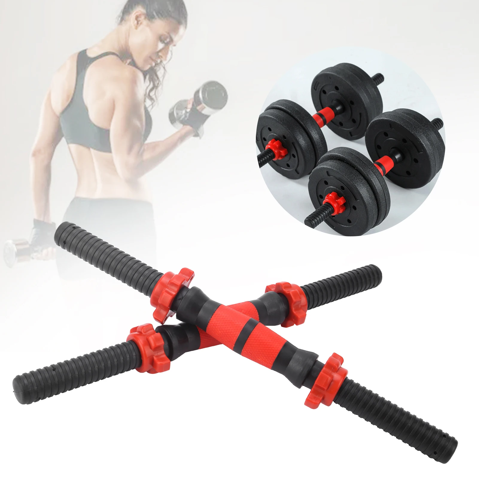 40cm Dumbbell  Weight Lifting Dumbbell Handles with Nuts Fitness Equipment Weight Lifting Dumbbell Handles