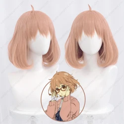 Peluca de Anime Mirai Kuriyama para Cosplay, pelo sintético resistente al calor, Kyokai no Kanata, 35cm, naranja y rosa