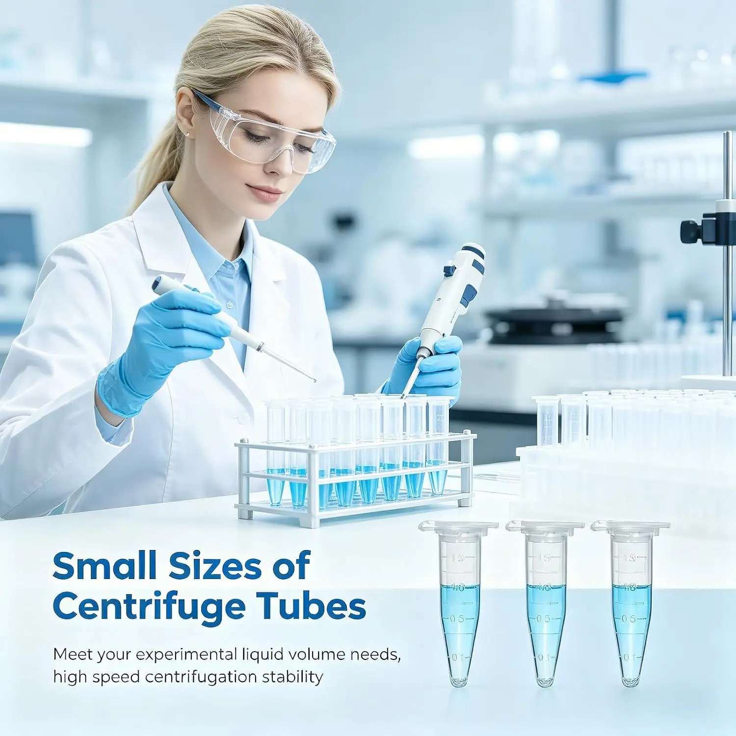 500PCS 1.5mL Clear Micro-centrifuge Tubes with Snap Cap Graduated Sterilization Test Tubes for Sample Storage Laboratory