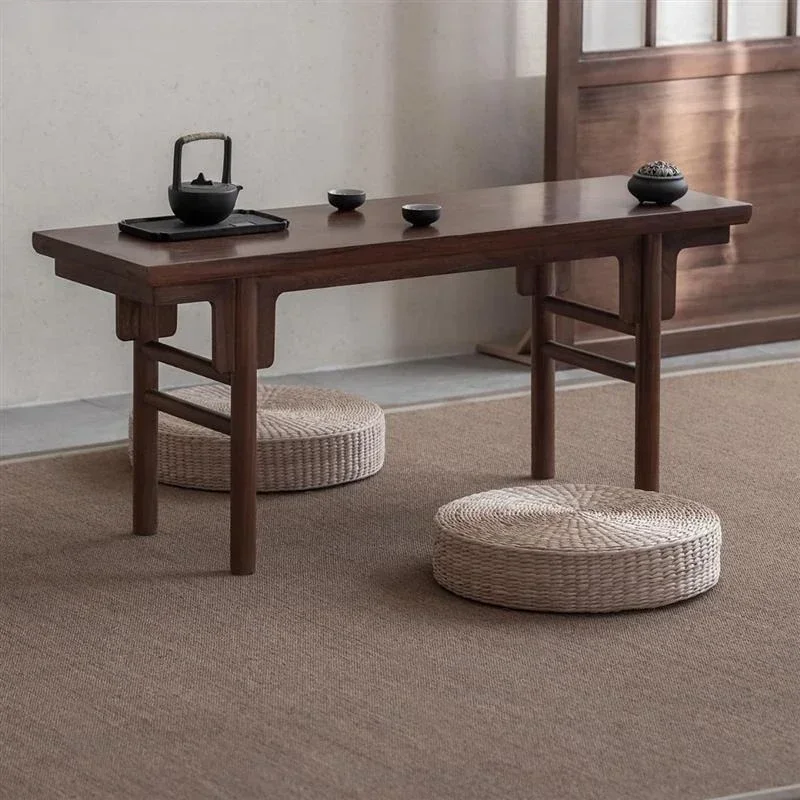 New Chinese black walnut short strip case modern simple light luxury bay window table zen