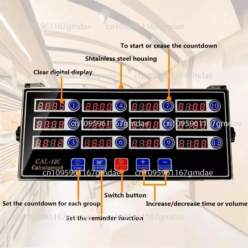 Upgraded Commercial Kitchen Twelve 12 Channel 18 Channel Timer Timing Stainless Steel Housing Rugged and Durable