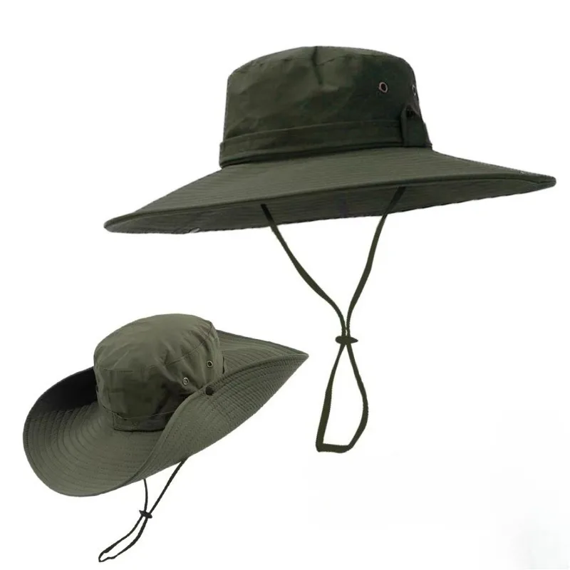 2024 Men's Summer Fashion Bucket Hat Wide Brim Anti-UV Sun Cap breathable Mesh Outdoor Fishing Hiking Beach Cowboy Style