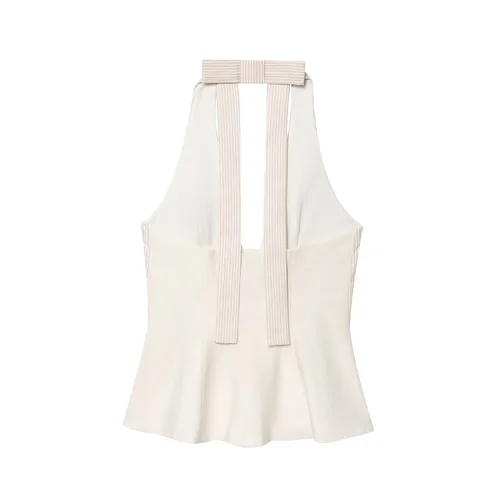 Imagen 2 del producto MUJER-Tops a rayas con cuello Halter para mujer, camisola de verano con espalda descubierta, camiseta sin mangas con hombros descubiertos, Tops sexis de playa para mujer, chaleco