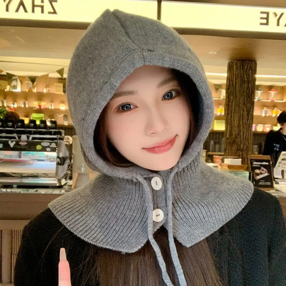 قبعة صوفية عصرية، قبعة بالاكلافا، قبعة صغيرة محبوكة بسيطة، قبعة سميكة لحماية الأذن، ملابس الشارع
